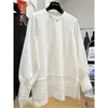 Camiseta de Manga Longa Espessa Escovada com Renda Vazada Costurada Estilo Coreano Cor Sólida Tamanho Grande 120kg Transfronteiriça Feminina Outono Inverno Novo Estilo