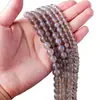 Hilo largo de ágata gris natural, cuentas sueltas, cuentas redondas, joyería de jade gris ahumado, productos semiacabados para pulsera, cadena y collar DIY, venta al por mayor