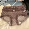 Acabamento de bolo estilo francês, doce e charmoso, com um toque de renda sexy, calcinha feminina de cintura média, fundo 100% algodão, fio dental fino e leve