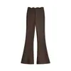 Pantalones de traje marrones para mujer, estilo primavera y otoño, de cintura alta, adelgazantes, ligeramente acampanados, elásticos, corte ajustado, con caída, casuales, hasta el suelo, pantalones de herradura