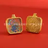 Pingente Pequeno Thangka de Aço Titânio, Oito Santos Protetores do Buda, Pingente de Colar Meio Pintado à Mão para Vidas Passadas e Presentes, Galvanoplastia 18K