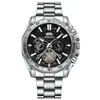 Reloj Estudiante de Tendencia Luminoso Binbond para Hombre con Tourbillon Regalo Correa de Acero Tres Ojos Seis Agujas Reloj Decorativo