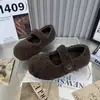Zapatos Mary Jane de nuevo estilo con suelas suaves y punta poco profunda, zapatos casuales retro franceses para mujer, zapatos planos 2026 con forro de felpa y cierre de velcro
