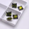 Zircônio Quadrado Verde Oliva Pedra Solta Corte Princesa Brincos de Anel Verdes com Pedras Joias Diamante Quadrado DIY