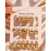 Joyería para Orejas Europea y Americana de Venta Caliente Transfronteriza, Pendientes Metálicos de Forma C de Gama Alta, Set Personalizado de Pendientes Geométricos de Gota de Agua, Joyería