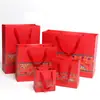 Saco de presente vermelho estilo chinês cor Saco de papel estilo chinês atacado Saco de papel para presente de Festival da Primavera bolsa tote bolsa de papel