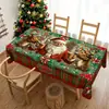Toalha de mesa de Natal com estampa de pinheiro e rena, feita de poliéster, toalha de mesa decorativa para festa com atmosfera de feriado de inverno estilo americano