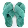 Zapatillas de casa cruzadas para boda de alta gama imitación piel de conejo terciopelo de coral no desechables fiesta dama de honor dama de honor dama de honor zapatillas