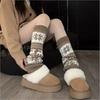 Meias de Lã Estilo Fair Isle Floco de Neve Retrô Estilo Japonês Menina Picante Outono e Inverno Quentes Natal Meias de Lã Largas Meias de Lã Largas Europeias e Americanas