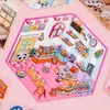 Pegatinas de paisajismo lindas y creativas material para diario de chicas pegatinas diy cabaña 3d escena miniatura