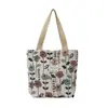 Bolsa Tote de Lona Floral Artística para Mulheres, Bolsa de Mão/Ombro de Grande Capacidade, Bolsa de Pano para Estudantes, Trajeto para a Aula, Compras