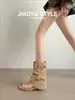 Sandálias de Dedão Separado de Aumento de Altura para o Verão 2026, Botas Western Cowboy da Moda com Fivela e Solado Grosso, Botas Versáteis