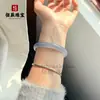 Nuevo Pulsera de Calcedonia Natural Azul Neblina Estilo Chino, Pulsera de Ágata Azul Cielo Acuamarina Jade, Joyería Tipo Hielo