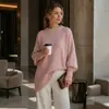Suéter de punto pullover de cuello redondo para mujer, estilo cruzado europeo y americano, otoño e invierno 2026, suéter casual de color liso holgado para mujer, Amazon