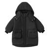 Abrigo de Invierno Infantil de Largo Medio con Forro Polar, Chaqueta Gruesa y Cálida Acolchada de Algodón para Niños y Niñas, Nueva Chaqueta Coreana para Bebé con Capucha Acolchada de Algodón