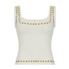 2025 Estilo Europeu e Americano Transfronteiriço Personalizado Street Metal Quadrado Strass Regata Gola Quadrada Menina Picante Top Casual Tendência