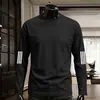 Camiseta masculina de manga comprida, camada interna de outono, camiseta base masculina elástica de corte solto, camiseta estampada estilo coreano ins