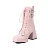 Nova Fivela de Cinto Botas Martin com Cadarço Botas Curtas Femininas Solado Grosso Mesa d'Água Botas de Salto Grosso 40-48 tamanho grande Botas de Comércio Exterior