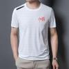 Camiseta Masculina de Manga Curta Verão Tendência Marca Seda de Gelo Fina Gola Redonda Solta Secagem Rápida Camiseta Verão Versátil Casual