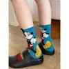 Calcetines de dibujos animados de otoño e invierno, calcetines de media pantorrilla para mujer, calcetines largos, lindos y modernos, elegantes y creativos, estilo europeo y americano, adecuados para estudiantes