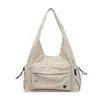 Bolso tote casual de color sólido estilo coreano de gran capacidad para estudiantes, bolso de hombro casual de lona artístico para el día a día