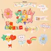 Celebridad de Internet Pastel Retro Coreano Decoración Oso Arcoíris Bandera Feliz Cumpleaños Bandera Blanca Tarjeta Plug-in para Hornear