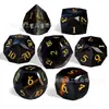Conjunto de Dados para Jogo de Tabuleiro Dungeons & Dragons 7 Peças Olho de Tigre Azul Dnd Rpg Pedra Natural Multifacetado Diamante