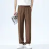 Pantalones de Verano Finos de Seda de Hielo Estilo Coreano Casual para Hombre, Rectos Ajustados, Pantalones Sueltos con Caída Formal Profesionales