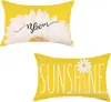 Transfronterizo Nuevo Primavera y Verano Girasol Coche Helado Flor Lino Estampado Cojín de Cintura Dormitorio Coche Decorativo Sofá