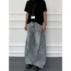 Jeans Feminino 2026 Estilo Niche para o Dia a Dia, Formato de Foice, Novo Primavera/Outono Emagrecedor Rasgado com Barra Desfiada Perna Larga de Algodão
