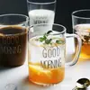 Caneca Simples de Bom Dia, Caneca de Café da Manhã de Vidro de Alto Borossilicato, Copo de Água, Caneca Doméstica de Leite
