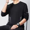 Camiseta de manga comprida de outono, estampa, plus size, para adolescentes, gola redonda masculina, simples e com caimento solto, top da moda