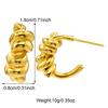 Brincos redondos espirais de aço inoxidável estilo europeu e americano transfronteiriços alta sensação de personalidade moda brincos de temperamento ouro 18K atacado