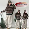 Tricô de outono para meninas, polo 2026 novo estilo para crianças mais velhas, suéter listrado com calça de perna curva, conjunto casual