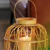 Linterna de Viento de Ratán Hecha a Mano Estilo Nórdico Personalizada Creativa Retro Vidrio a Prueba de Viento Linterna para Velas Aromáticas para Patio de Villa