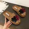 Zapatillas de Media Pantufla Elegantes de Estilo Hada con Estampado Floral de Estilo Francés, Punta Cerrada para Primavera y Verano, Sandalias Deslizables Antideslizantes de Suela Suave al por Mayor para Uso Exterior en Verano