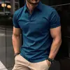 Camisa Polo de Verano Nueva Estilo Transfronteriza Europea y Americana Aliexpress Manga Corta con Bolsillo en el Pecho Camisa Polo Casual para Hombre