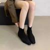 Botas Curtas Quadradas de Salto Médio-Baixo com Aumento Interno de Altura Novo Estilo 2026 Outono e Inverno Botas de Cano Curto Plataforma Estampa de Leopardo Botas Planas Finas Calçados Femininos
