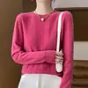 Nuevo Suéter de Punto de Lana 100% Sin Costuras de Una Pieza Otoño e Invierno 2024 Cuello Redondo Moda de Lana para Mujer