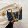 Bolsa de Jeans Estampada para Axila Feminina, Bolsa Simples Casual Formato Dumpling, Bolsa Versátil de Ombro Transversal Moda 2026 para Senhoras