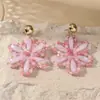 Brincos de Cristal Flor Doce com Contas para o Verão High-end Simples Versátil Moda Elegante Novos Brincos para Mulheres