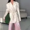 Colección otoño/invierno 2026 de Amazon: Moda europea y americana transfronteriza, que favorece la figura, adelgazante, con cinturón en la cintura, corte holgado, chaqueta versátil de cuello en V para mujer