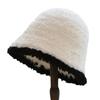 Gorro de pescador suave y encerado para mujer, de invierno, estilo coreano, combinable con todo, para ducharse en la cara, pequeño, estilo japonés, de lana de cabeza grande.