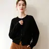 Cardigan Básico Clásico 100% Cachemira Pura para Mujer, Cuello Redondo, Corto, Suave y Esponjoso, Chaqueta de Punto de Color Sólido, Suéter para el Trabajo