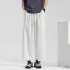 Pantalones de Verano Finos para Hombre Tencel Lyocell Pantalones de Nueve Cuartos Estilo Globo Pantalones Casuales Rectos de Seda Helada para Hombre