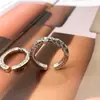 Plata Esterlina S925 Nuevo para Hombre de Marca Moderna Letra Irregular Graffiti Geometría Retro Personalizado Plata Tailandesa Anillo Abierto Moderno