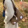Bolso de Hombro Bordado con Flor Rellena Otoño e Invierno Dulce Nicho Bolso de Felpa Bolso Tote Bosque Literario Bolso Tote Estilo Coreano
