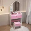 Tocador minimalista moderno para dormitorio, tocador pequeño con espejo para apartamentos de alquiler, escritorio de maquillaje de princesa