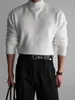 Suéter Gola Alta Simples Myq para Homens, Quente de Inverno, Slim Fit, Camada Base Tricotada, Roupa Estilo Coreano