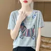 Camiseta de Manga Corta de Verano con Estampado de Letras de Pony Divertido de Dibujos Animados, Top de Moda Ajustado para Mujer